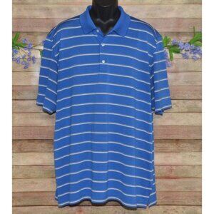 Greg Norman Play Dry Mens Blue Striped Golf Polo Shirt Size XXXL Preppy Logo